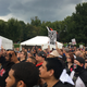 A crowd watches the testimonials that began the Juggalo March.